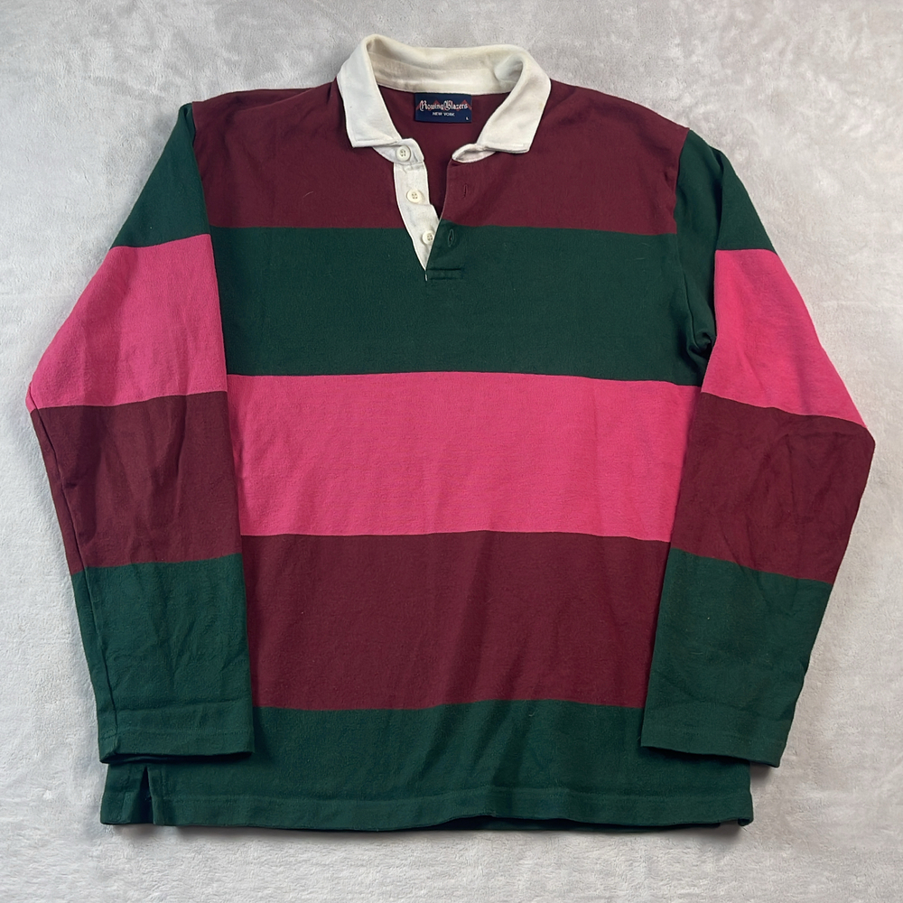Rowing Blazers Men's Striped Rugby Shirt Multicolor Size Large Preppy L/S Polo